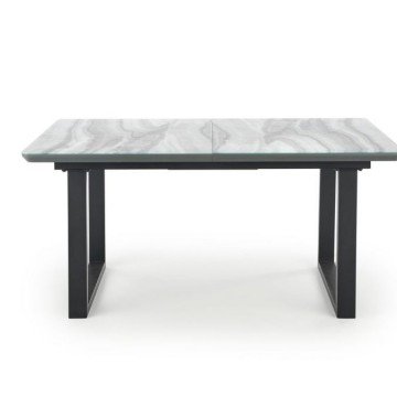 Фото2.Обеденный стол MARLEY 160 (200) x90 Halmar белый мрамор/черный